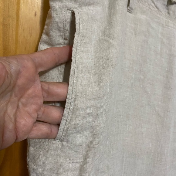 Perry Ellis Men’s Cream Colored Button Fly 100% Linen Pants.  34 X 30. - Picture 4 of 8